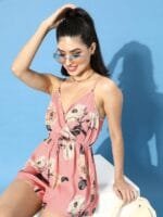 Berrylush Women Pretty Pink Printed Romantic Florals Playsuit