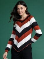 DressBerry Acrylic Striped Knitted Pullover