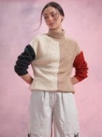 DressBerry Colourblocked Turtle Neck Colourblocked Pullover