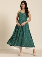 HERE&NOW Shoulder Straps Ethnic Motifs Printed Kurta