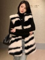 JC Mode Striped Front Open Over Coat