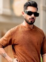 Maniac Men Self Design Round Neck Oversized T-shirt