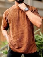 Maniac Men Self Design Round Neck Oversized T-shirt