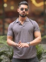 Maniac Men Solid V-Neck Cotton Slim Fit T-shirt