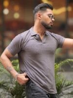 Maniac Men Solid V-Neck Cotton Slim Fit T-shirt