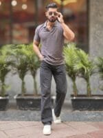 Maniac Men Solid V-Neck Cotton Slim Fit T-shirt