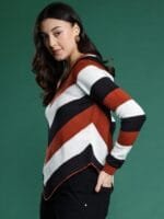 OnlyTrend Acrylic Striped Knitted Pullover
