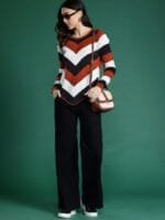 OnlyTrend Acrylic Striped Knitted Pullover