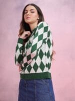 OnlyTrend Argyle Acrylic Pullover