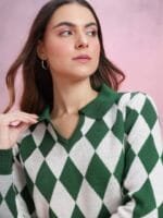 OnlyTrend Argyle Acrylic Pullover