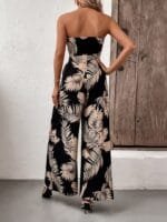 OnlyTrend Black Off-Shoulder Printed Tie-Up Neck Basic Jumpsuit