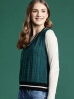 OnlyTrend Cable-Knit Contrast Tipped Vest