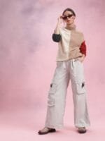 OnlyTrend Colourblocked Turtle Neck Colourblocked Pullover