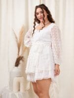 OnlyTrend Curve Tie-Up Waist Sweetheart Neck Layered Playsuit Mini Jumpsuit