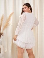 OnlyTrend Curve Tie-Up Waist Sweetheart Neck Layered Playsuit Mini Jumpsuit