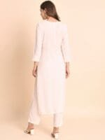 OnlyTrend Floral Embroidered Round Neck Chikankari Regular Kurta