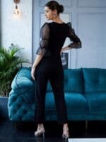 Onlytrend Front Cutout Organza Sleeve Basic Jumpsuit