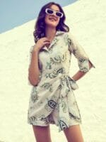 Onlytrend Green & White Linen Printed Jumpsuit