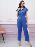 Onlytrend Immutable Shirt Collar Short Sleeves Basic Jumpsuit