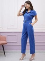 Onlytrend Immutable Shirt Collar Short Sleeves Basic Jumpsuit