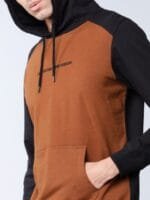 OnlyTrend Men Brown & Black Solid Hooded Sweatshirt
