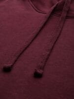 OnlyTrend Men Burgundy Solid Hooded Sweatshirt