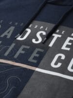 OnlyTrend Men Navy Blue & Charcoal Grey Printed Hooded Sweatshirt