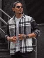 OnlyTrend Men Spread Collar Tartan Checked Cotton Casual Shirt