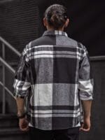 OnlyTrend Men Spread Collar Tartan Checked Cotton Casual Shirt