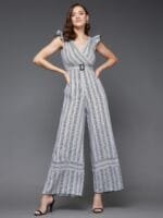 OnlyTrend Striped V-Neck Basic Jumpsuit