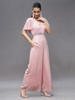 OnlyTrend V-Neck Flared Sleeve Basic Jumpsuit with Embroidered