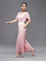 OnlyTrend V-Neck Flared Sleeve Basic Jumpsuit with Embroidered