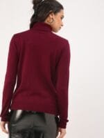 OnlyTrend Women Maroon Solid Sweater