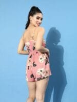 OnlyTrend Women Pretty Pink Printed Romantic Florals Playsuit