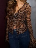 OnlyTrend x Revolte Animal Print Tie-Up Neck Top