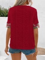 OnlyTrend x Revolte Maroon Floral Embroidered V Neck Top
