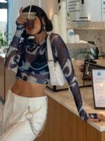 OnlyTrend x Revolte Printed Net Styled Back Top