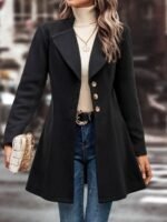 OnlyTrend x Revolte Women Notched Lapel Single Breasted Longline Overcoat