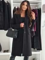 OnlyTrend x Revolte Women Solid Notched Lapel Overcoat