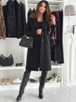 OnlyTrend x Revolte Women Solid Notched Lapel Overcoat