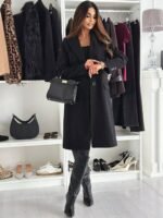 OnlyTrend x Revolte Women Solid Notched Lapel Overcoat