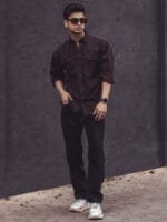 Powerlook Dark Brown India Slim Denim Casual Shirt