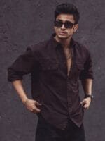 Powerlook Dark Brown India Slim Denim Casual Shirt