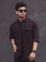 Powerlook Dark Brown India Slim Denim Casual Shirt