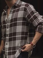 Powerlook Men Spread Collar Tartan Checked Cotton Casual Shirt