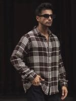 Powerlook Men Spread Collar Tartan Checked Cotton Casual Shirt