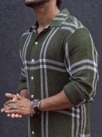 Powerlook Men Tartan Checks Opaque Striped Casual Shirt