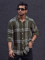 Powerlook Men Tartan Checks Opaque Striped Casual Shirt