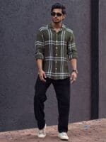 Powerlook Men Tartan Checks Opaque Striped Casual Shirt