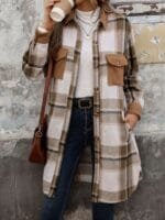 StyleCast x Revolte Women Checked Single-Breasted Overcoat